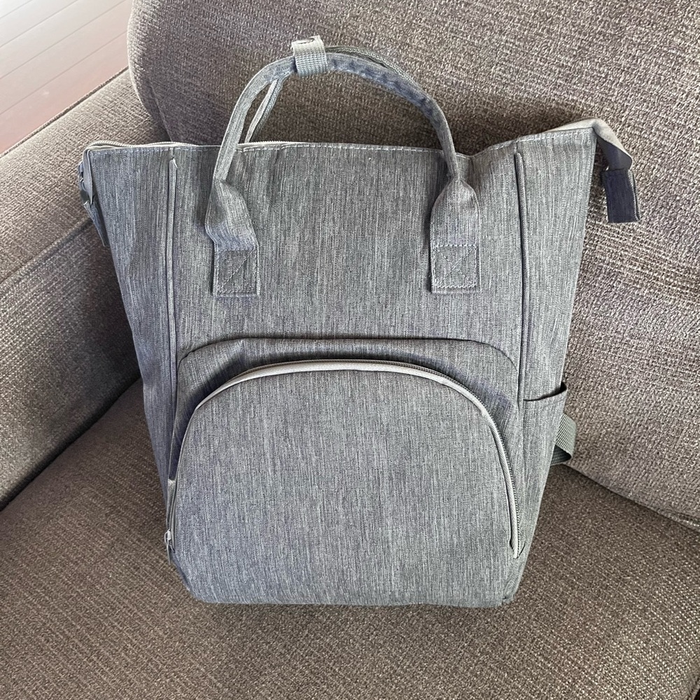 Compact Gray Diaper Bag